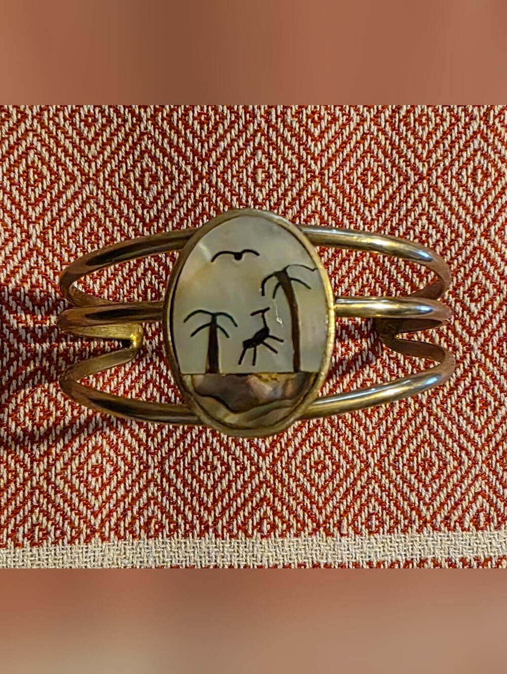 Vintage 60s/70s Era Alpaca & Abalone Cuff Bracelet Handcrafted in México